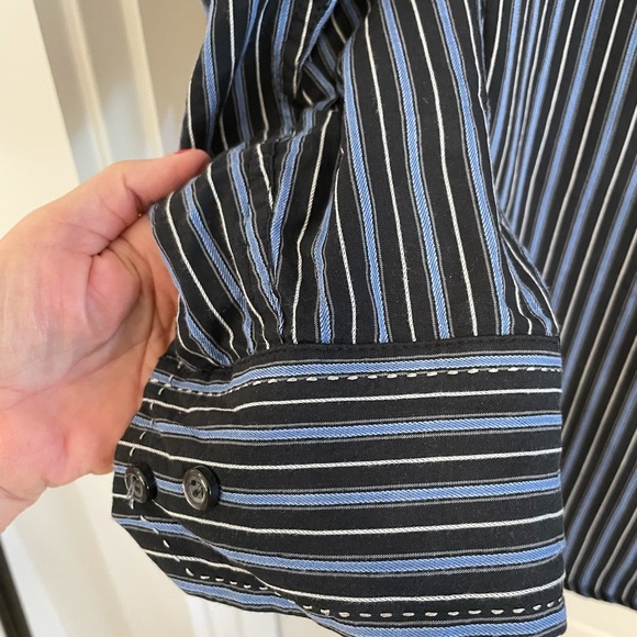 BLUE, Embroidered button Down Shirt Sz M - Picture 7 of 15